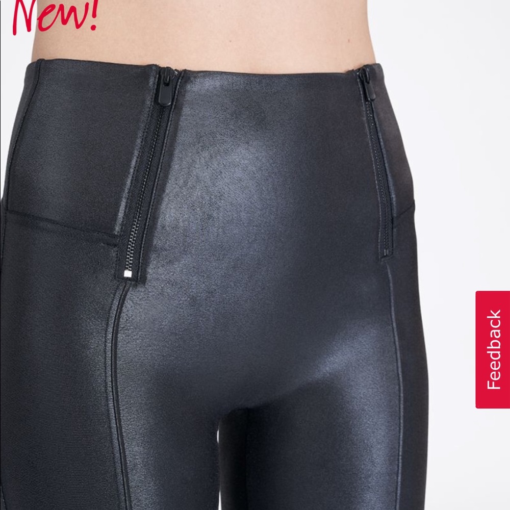 Spanx Faux Leather HipZip Leggings